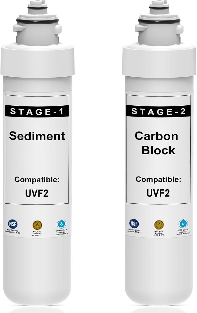 WFiltr 2 Stage Filter Replacement Kit Compatible with Brio 520 UVF2-1500 MIB200PKF NFMPP5M Sediment and Carbon Block Filter NFMCTO5MS2 - Image 1